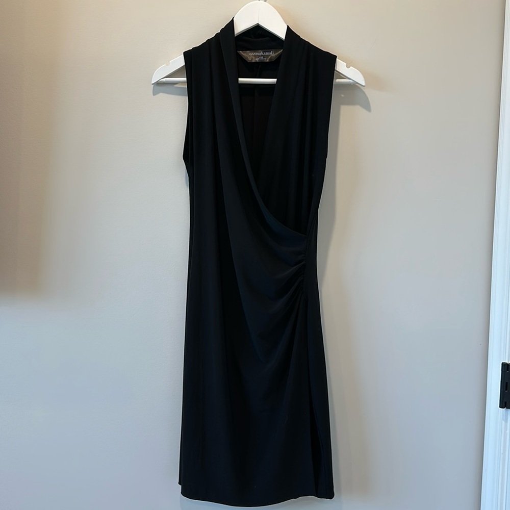 Norma Kamali Black Midi Dress Stretch Jersey Knit Funeral Mature Wedding Guest - Picture 3 of 15